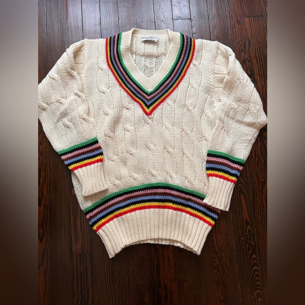 Rowing Blazers Croquet Stripe Tennis Sweater Medium Wool